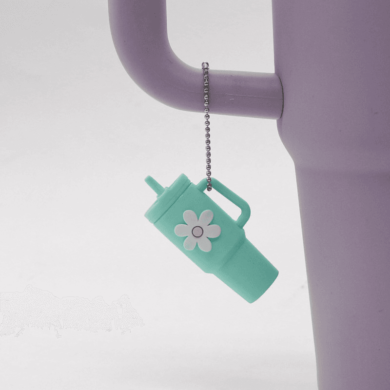 Blue Floral Cup Keychain